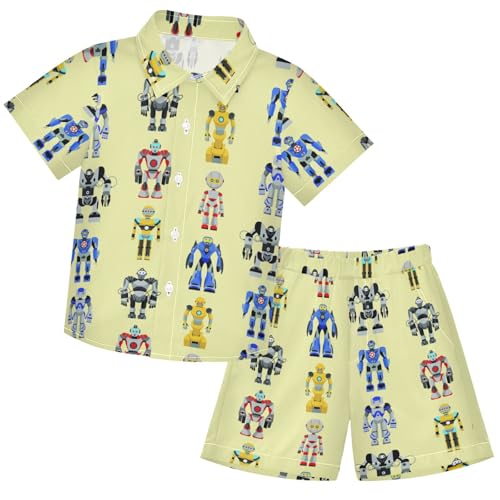 Image of visesunny Boys Hawaiian Shirt and Short Set Summer Outfit Kids 2 Piece Clothes Set 3-10Y