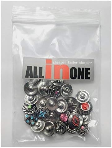 ALL in ONE Mixed Rhinestone Snap Button Jewelry Charms for DIY Craft (12mm - 30pcs)