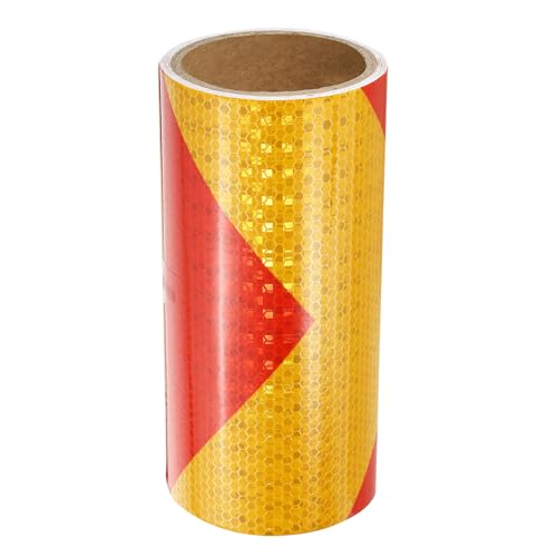 YOKIVE Cinta Reflectante, Cinta Adhesiva Reflectante Impermeable, Ideal Para Uso Exterior, Tráfico Y Uso Diario (Rojo Amarillo, 3 Metros X 20 Cm)