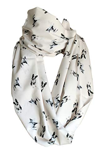 Etwoa Boston Terrier Cream Infinity Scarf Circle Loop Scarf3