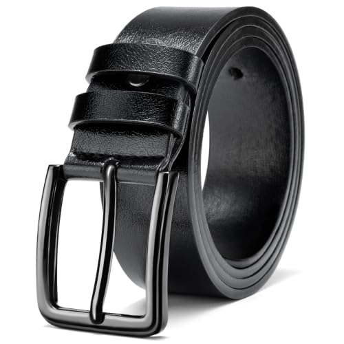 Image of maikun Mens Casual Dress Belt, Mens Leather Black Belt, Casual Wear Jeans Pants