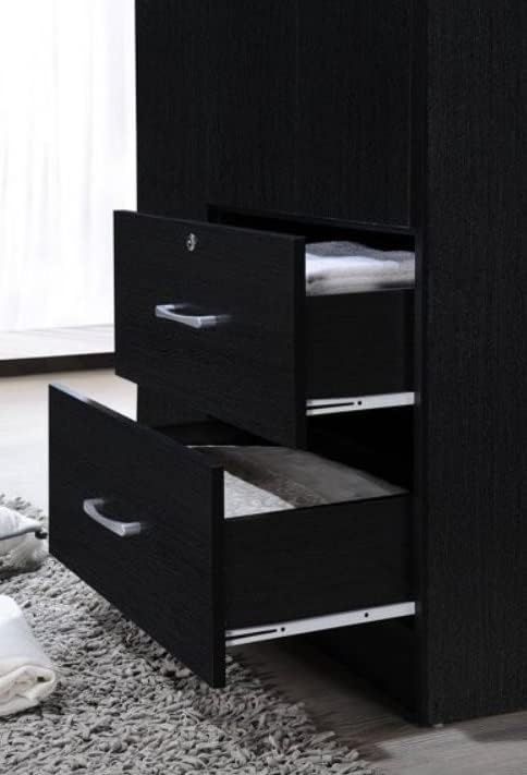 Miniatura 3 de Armario multiusos armario de almacenamiento alto armario de 3 puertas con cajones color negro