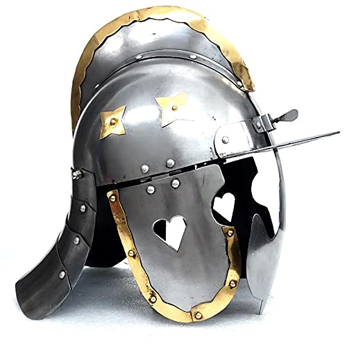 Mittelalterliche polnische Husaren-Rüstungshelme LARP Kopfbedeckung Polen Ritter Kreuzritter Templer Kostüm Geschenk (polnisches Husar), poliert, Erwachsene Cover