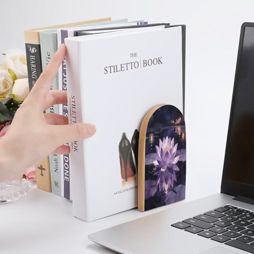 Sujetalibros de madera antideslizante, soporte decorativo resistente para libros en estanterías 7