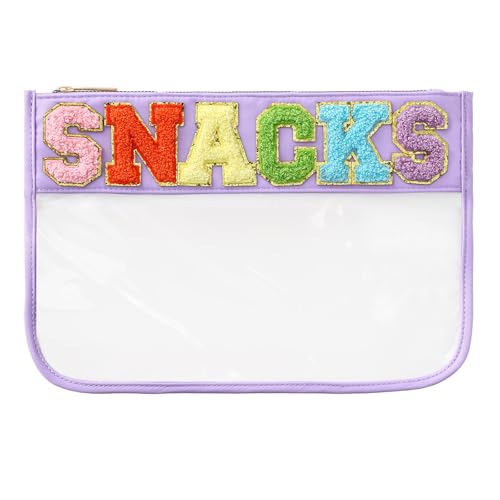 DYSHAYEN Clear Snacks Bag for Travel, Purple