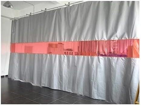 Cortina de soldadura, fibra de vidrio ignífuga con ventana de visión transparente, 0,5 mm de grosor para soldadura industrial y protección del hogar