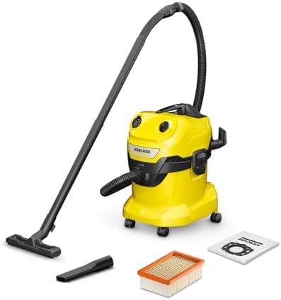 KÄRCHER Aspiradora en seco y húmedo WD 4 V-20/5/22, Potencia: 1000 W, depósito de plástico: 20 l, Manguera aspiración: 2,2 m, función soplado, Boquilla para Suelos y Ranuras, Bolsa Filtro de Fieltro