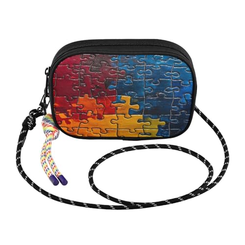 STAYTOP Puzzle Fragment Pattern Small Crossbody Bag Cellphone Purse Wallet for Women & Men,Mini Travel Purse-Puzzle Fragment Pattern2