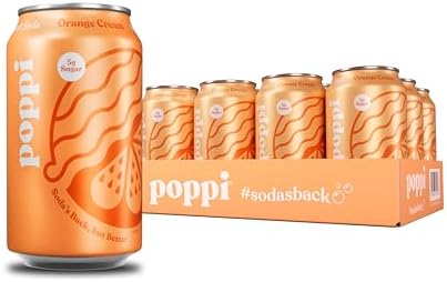 Poppi Prebiotic Soda, Sparkling Water & Fruit Juice, Orange Cream, 12 Oz