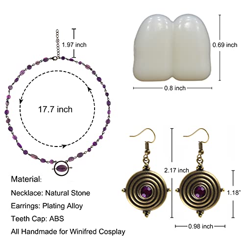 Peruca feminina curta marrom avermelhada com colar brincos e dentes pré-estilizada cosplay peruca pa