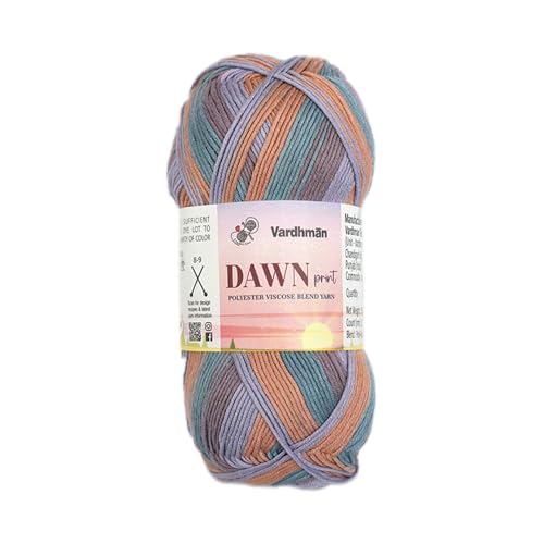 Image of Vardhman Dawn Print Polyester Viscose Soft Yarn for Knitting, Crochet & DIY Craft Projects | Ideal for Garments, Toys, Accessories & Home Decor | Pack-1 Ball, 100g Each DCD005