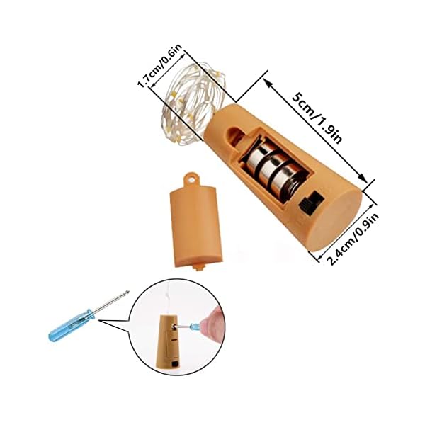 MEI YI [15 Stück Weinflaschen-Lichterkette mit Kork, 20 LED-Lichterkette, batteriebetrieben, Mini Kupferdraht Lichterkette ist 16.5 m, Hochzeiten, Center oder Tischdekorationen 15Pack-Warm White – Bild 5