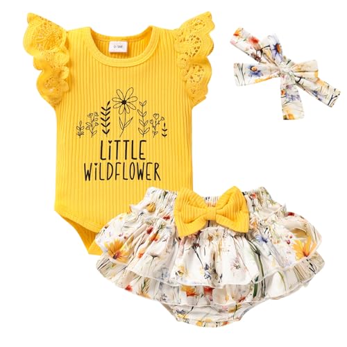 Image of ZOELNIC Newborn Baby Girl Clothes Infant Ruffles Romper Shorts Set Floral Summer Outfits Cute Baby Clothes Girl