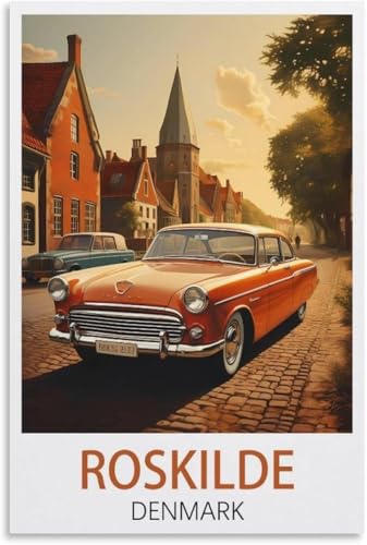 Roskilde Denmark Vintage Travel Poster Sunset Print Home Bedroom Office Living Room Decor Canvas (Unframe-style, 12x18inch(30x45cm))