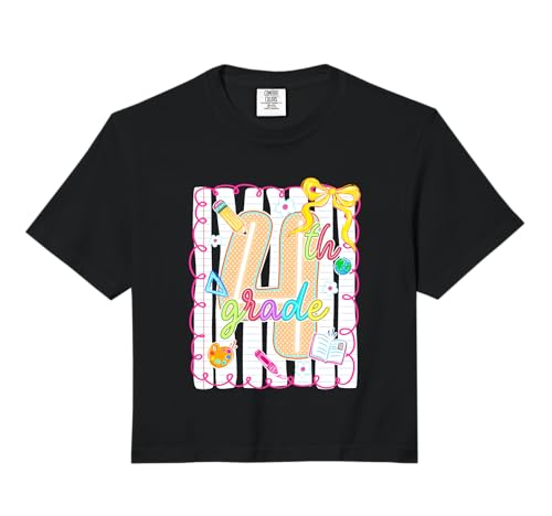 Preppy 4th Grade Back to School Fourth Grade Teachers Girls Comfort Colors Crop Top