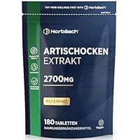 Artischocken Kapseln Hochdosiert 2700mg | 40:1 Artischockenextrakt | 180 vegane Tabletten | Leber Komplex | von Horbaach