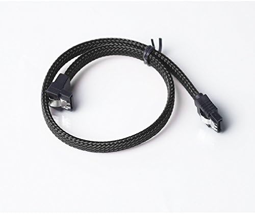 Waggs Customs Sleeved 50cm (19.5 inch) SATA 3.0 Cable (Black) 90 Connector
