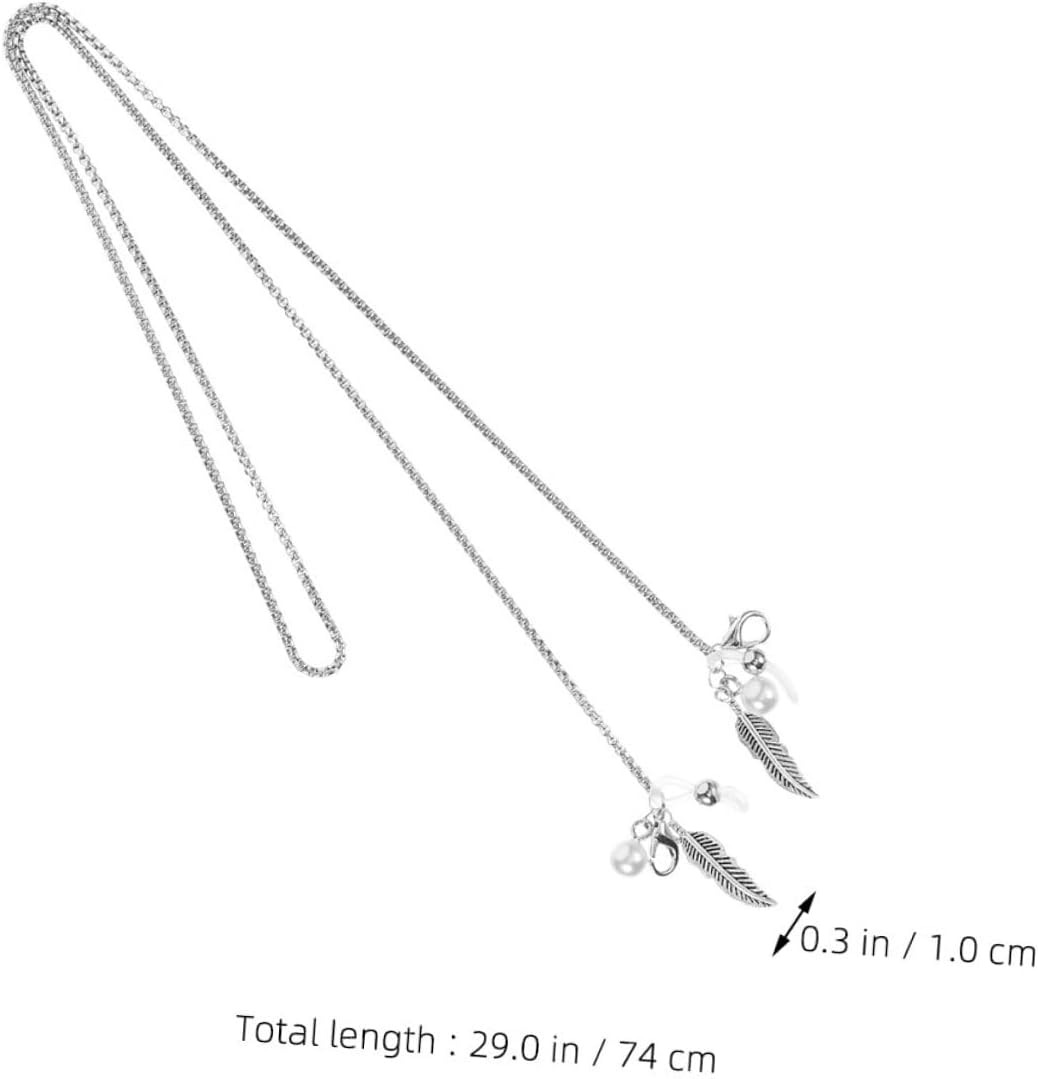 Totority 2pcs Metal Leaf-shaped Pendant Eyeglass Chains Spectacles Cord Sunglasses Strap for Women Men Travel Hiking Cycling Eyewear Retainer