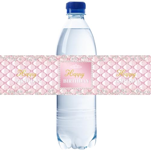 Labels, Diamond Pink Glitter Cheers To 16/21/30/40 Years Birthday Stickers, Happy Birthday Water Bottle Wrappers