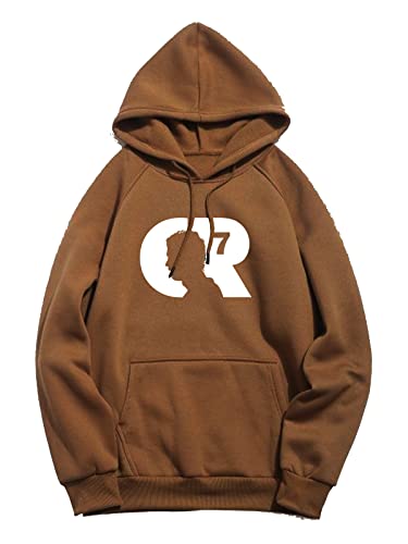 Image of More & More Unisex Fleece Hooded Neck Hoodie (CR7 Hoodie Brown-L Brown L)