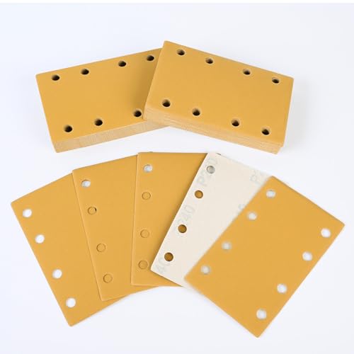 Schleifpapier 80x133mm 8 Loch, 50 Stück Klett Schleifpads P240, Stärkerer Abtrag Schleifblätter für Schwingschleifer auf Holz, Metall, Lack, Kunststoff – Sruhrak