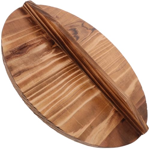 Hemoton 11.02 Inch Wooden Pot Lid Anti-Scalding Kitchen Cover with Handle Wood Lid for Wok and Hot Pot Cooking Protection