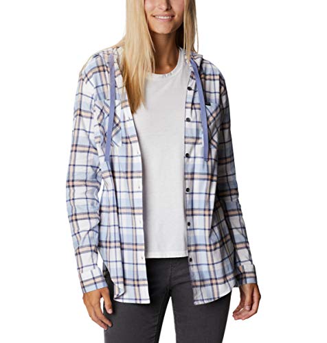 Columbia Women s Plus Size Anytime Stretch Hooded Long Sleeve Shirt, Velvet Cove Plaid, 3X