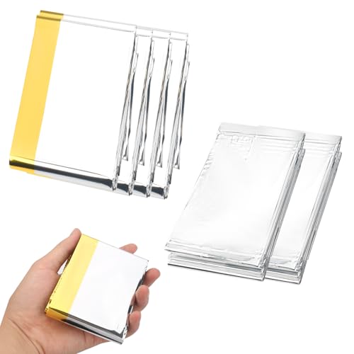 6 mantas de rescate, color dorado y plateado, para exteriores, 210 x 130 cm, resistentes al agua, para coche, senderismo, camping