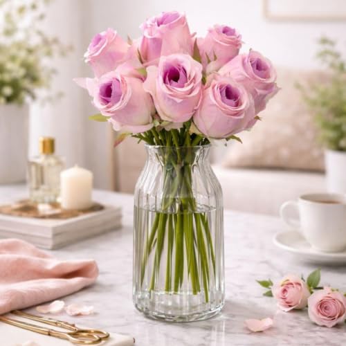 Image of SATYAM KRAFT 6 pcs Artificial Rose Flower Stick for - Home, Office, Bedroom, Balcony, Table Display, Living Room Decoration and Craft Corner, Diwali (Pack of 6) (Pink - 24)