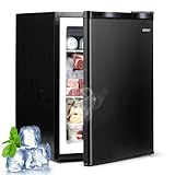 COSTWAY 2.1 Cu.Ft Small Freezer, Compact Upright Mini Freezer w/Reversible Single Door, 7 Adjustable Thermostat, Low Noise, 2 Removable Shelves for Bedroom, Office, Dorm, Apartment (Black)