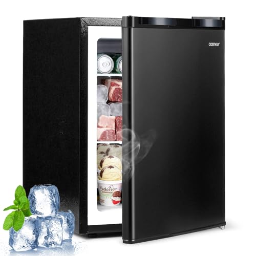 Image of COSTWAY 2.1 Cu.Ft Small Freezer, Compact Upright Mini Freezer w/Reversible Single Door, 7 Adjustable Thermostat, Low Noise, 2 Removable Shelves for Bedroom, Office, Dorm, Apartment (Black)