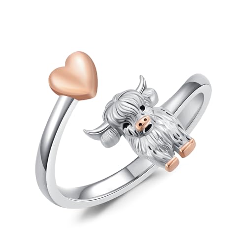 Bague vache Highland en argent, le cadeau d'anniversaire idéal pour femme