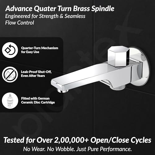 Image of Plantex Spout for Bathroom with Brass Spindle, Wall Flange and Teflon Tape /Button Attachment for Hand Shower-(AC06-Chrome)