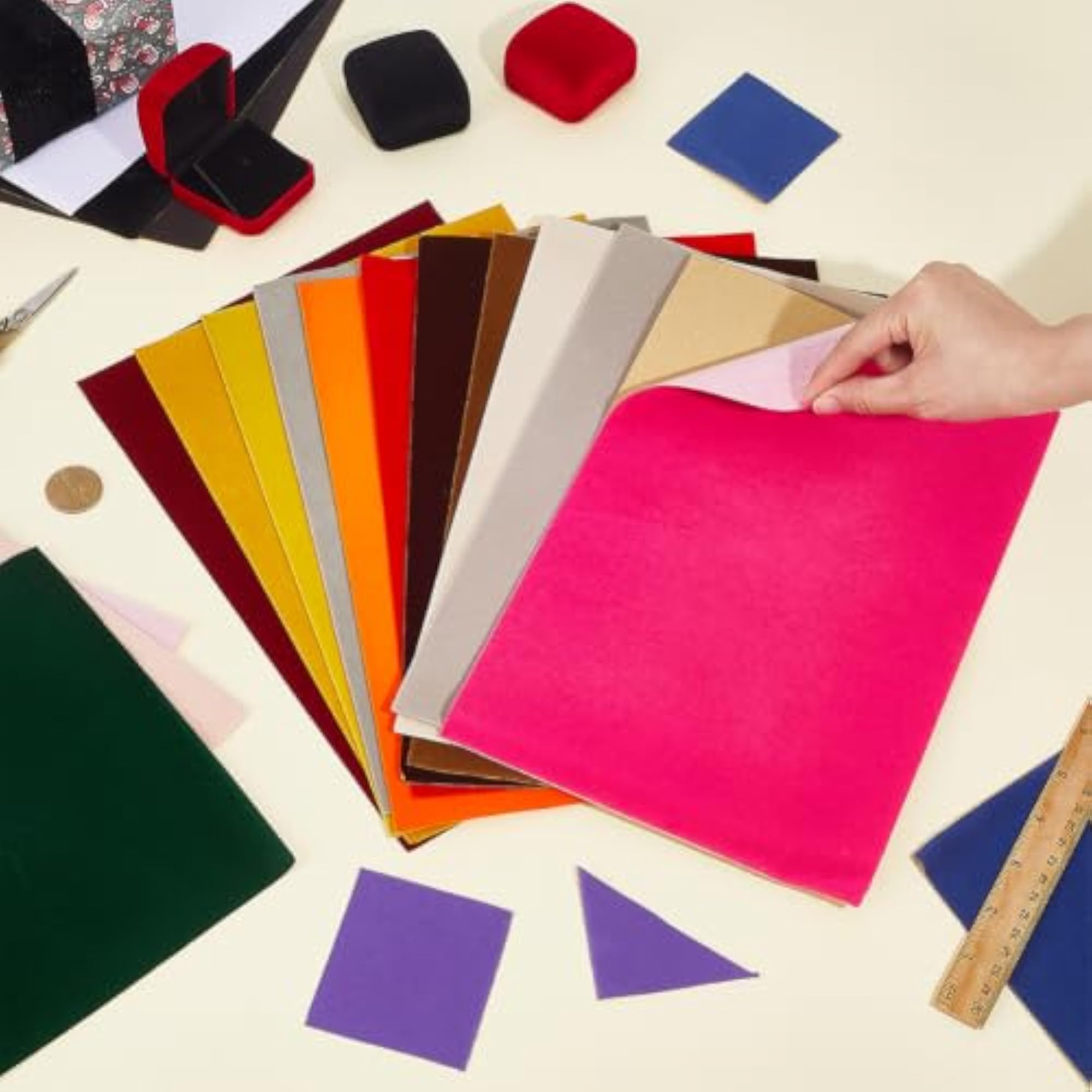 20 Pcs Mixed Color Velvet Adhesive Sheets