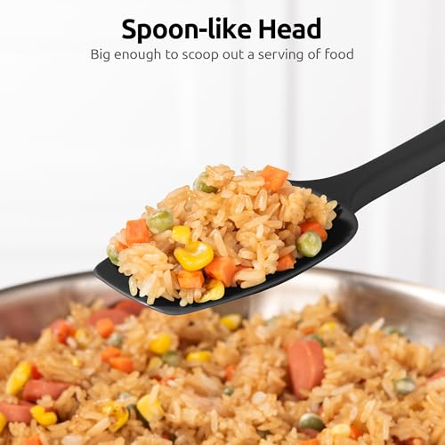 Image of U-Taste Silicone Cooking Spoons 600ºF Heat Resistant Spatula, 2Pcs, Black