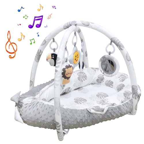 SOWISEOPT Baby Lounger for Newborn, Breathable & Portable Cotton Infant Nest for 0-24 Months Babys with Bils Cover. Adjustable Soft Cosleeper Baby Lounger for Travel