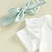 Yoawdats Baby Girl Clothing Sets Fashionable Short Sleeve Solid Color Romper with Daisy Printed Shorts Headband 3Pcs Outfits (Green, 0-3 Months)