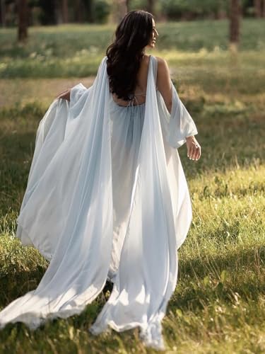 Chiffon Maternity Dresses for Photoshoot Long Cold Shoulder Pregnancy Gown for Baby Shower LU1522