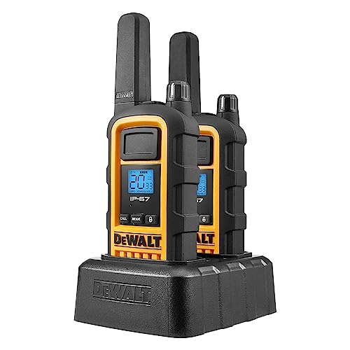 Image of DEWALT DXFRS800 FRS Walkie Talkies, Long Range 2 Way Radio, 2W, IP67 Waterproof, 4 Pack with 4 Headsets, 2DXFRS800-SV1