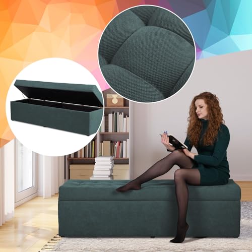 MG Design Puf con almacenaje 45 × 160 cm Gris – Banco tapizado con baúl Interno, Estructura de Madera hasta 300 kg, sin Montaje, fácil de Limpiar, para salón Dormitorio Entrada - imagen 5