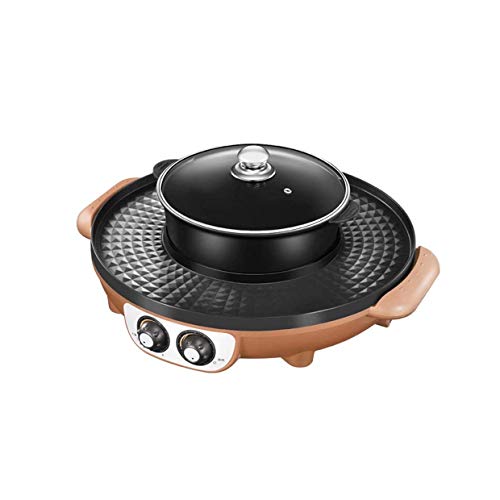 Hot Pot Grill Abnehmbarer integrierter Topf Haushalts-Elektrogrill Rauchfreier Grill Elektrogrill Antihaft-Grillmaschine
