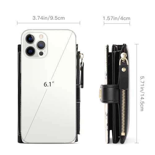 GAEKEAO Wallets for Women RFID Blocking Medium Bifold Ladies Wallet Vegan Leather Floral Card Holder Purse Zipper Coin Pocket3