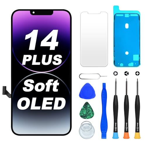 Compatibilità: questo display OLED è compatibile con iPhone 14 Plus (modello: A2886, A2632, A2885, A2896, A2887). Si consiglia di confermare il numero di modello del telefono (