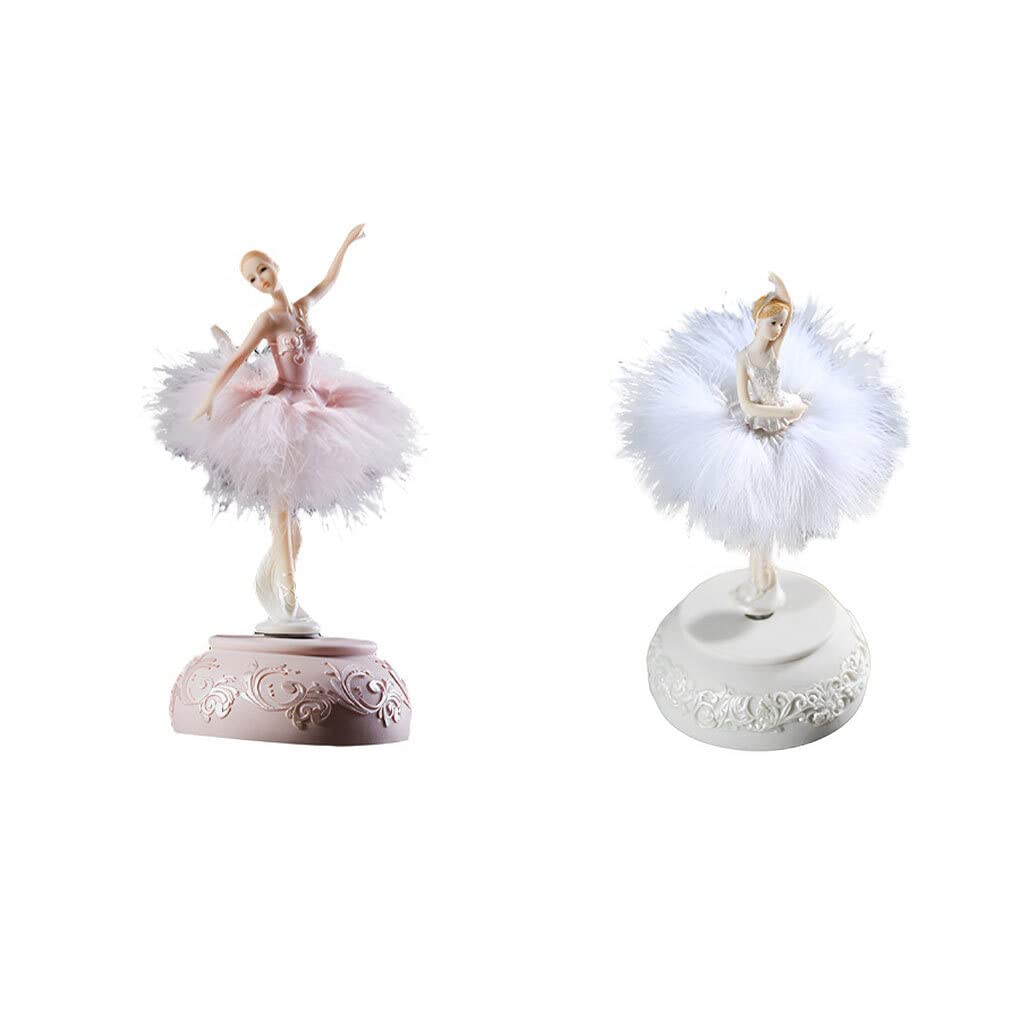 Bailarina Caja Musical Elegante Bailarina Figuras Decoración Amigo Navidad Hogar Escritorio Boda Regalo de Cumpleaños, Rosa