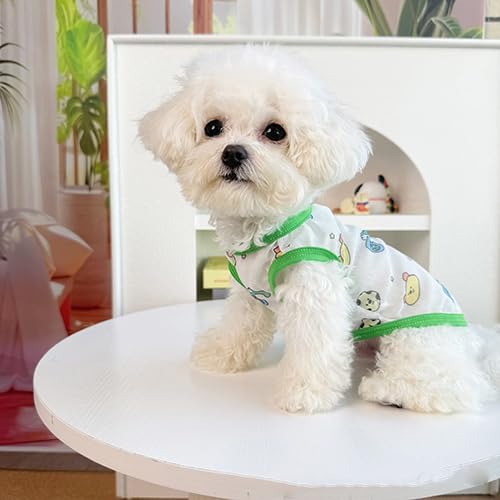 【pet637】ペット服 春夏 薄い おしゃれ かわいい 涼しい 冷感クール 熱中症対策 小型犬 暑さ対策 通気性 紫外線対策 (グリーン, M)