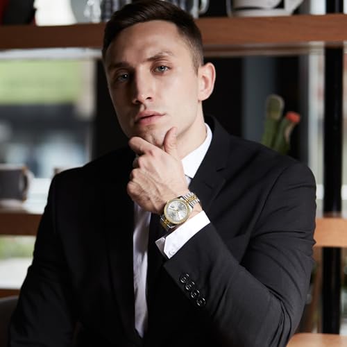 Image of BUREI Men's Classic Luxury Watch Stainless Steel Waterproof Machine Watch Fashion Double Watches Date Sapphire Crystal