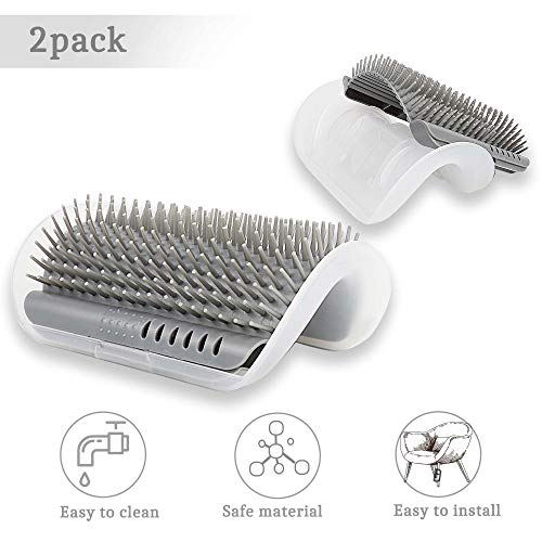 SUKEOPET Self Groomer Brush Cat Wall Conner Self Grooming Massage Comb 2Pack for Short Long Fur Cats Dogs Soft Groomer Brush (Grey)