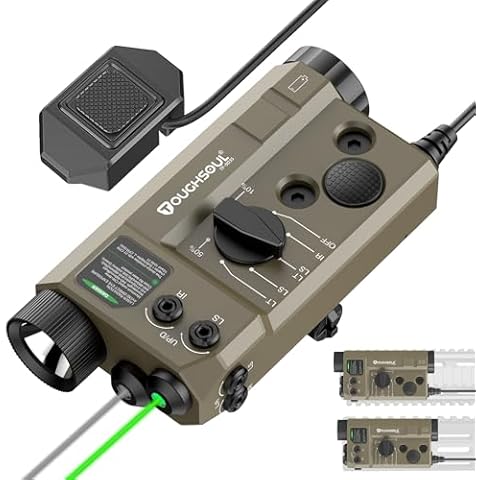Mlok and Picatinny Mounted Tactical Flashlight Green Laser Infrared(IR) Laser 3 in 1 Combo, 1200 Lumen Light with Remote Pressure Switch for Rifle Cover