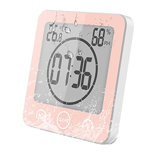 VORRINC Reloj de Baño Temperatura Reloj Digital Reloj Despertador Digital, LCD Reloj de Ducha Digital Control Táctil, Termómetro Higrómetro Termohigrómetro de Interior Cover