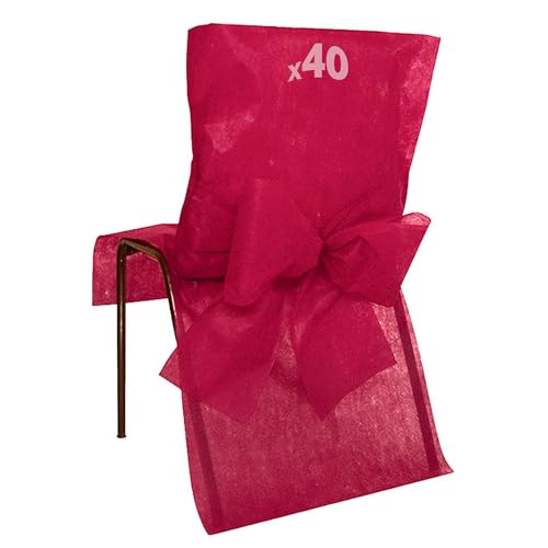 40 Housses de Chaise Bordeaux avec Nœud 50 x 95 cm – Décoration de Salle Élégante et Festive...